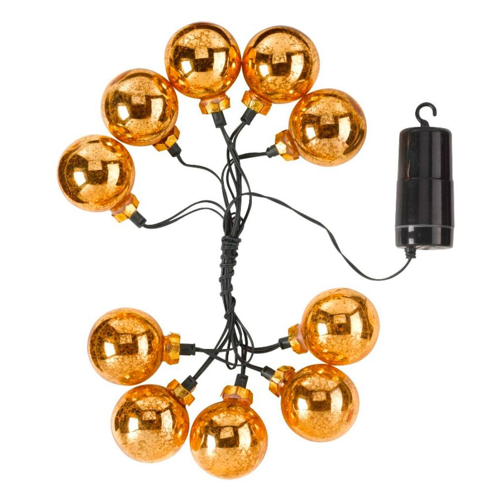 Battery Operated Christmas Lights Stellar Baubles Gold 