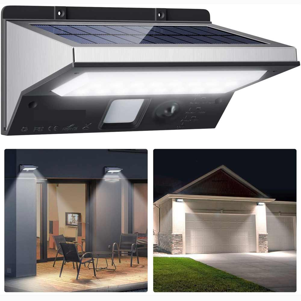 Wall Mounted Solar Lights in Stainless Steel