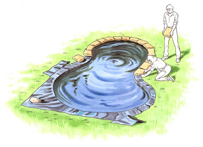 Pond liner installation Step 4